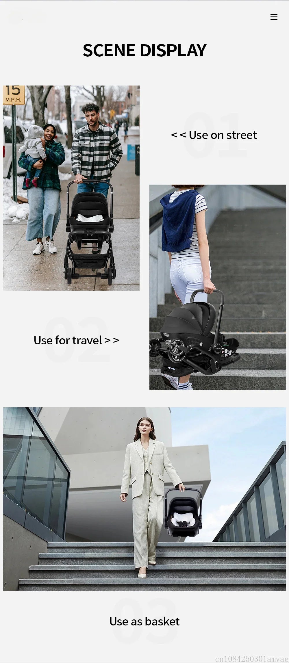 3 in 1 Newborn Baby Stroller Portable Child Car Seat Luxury Baby Stroller Foldable Baby Carriage two-way adjustable armrests
