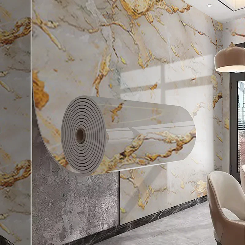Pannello da parete con motivo in marmo in stile europeo, carta da parati staccabile e incollata, arte decorativa da parete per soggiorno, camera da letto, decorazione domestica