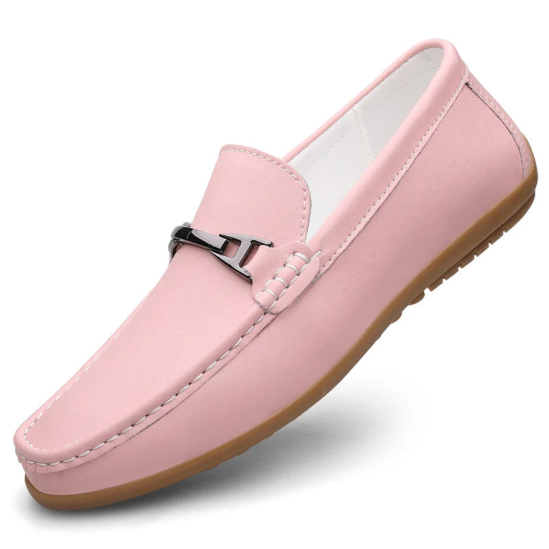 Pink Loafers Men Leather Casual Shoes Slip-Ons Italian Luxury Shoes Designers Loafer Moccasins Mocasines Hombre Mocassin Homme