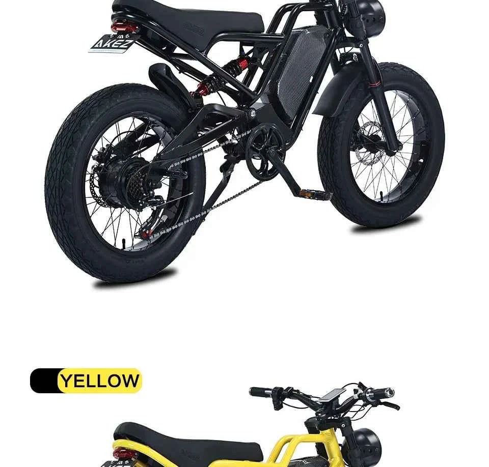 Electric Bicycle AKEZ Dual shock absorption 1500W motor 48V18AH battery Electric Bike 20 inch tire fat mountain off-road E-Bike