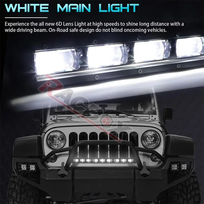 RACBOX 8 14 20 inch 6D Lens Single Row Led Light Bar for Jeep Lada Offroad ATV UTV UAZ Car Driving Work Light 12V 24V Fog Lamp