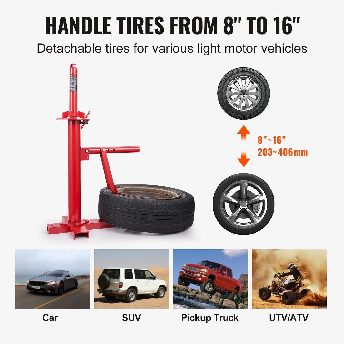 Portable Manual Tire Changer Hand Bead Breaker Mounting Tool 203 406 mm Tire Size Compatible for Cars Small Auto Shop Machine