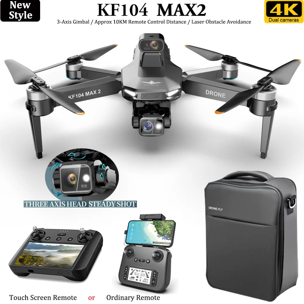 KF104 MAX 2 Drone 4K Camera 3-Axis Gimbal WIFI Obstacle Avoidance Touch Screen FPV Brushless  EIS Electronic RC Quadcopter Toys