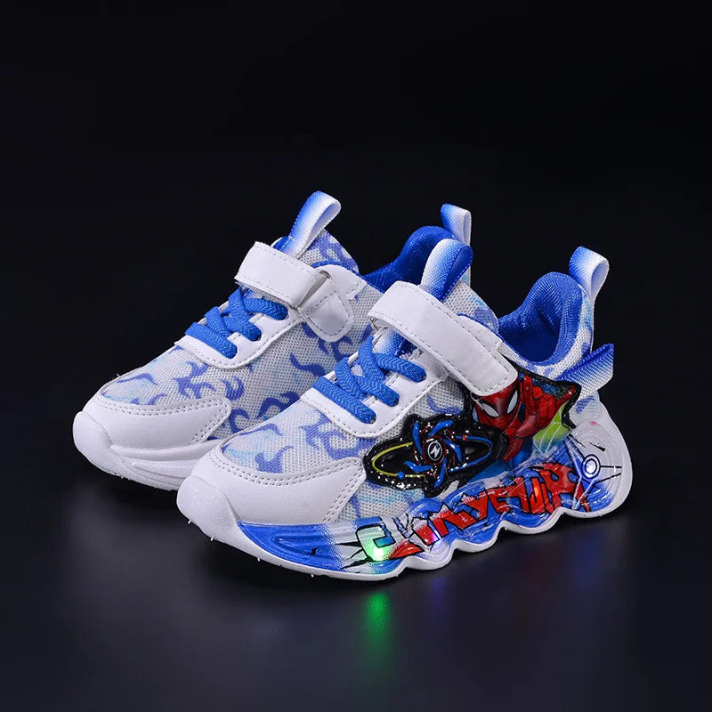 Kids'Casual Shoes Sneakers Led Light Cartoon Mesh For Boys Anti-slip Breathable Soft Bottom  Velcro Blue Red Shoes Size 21-30