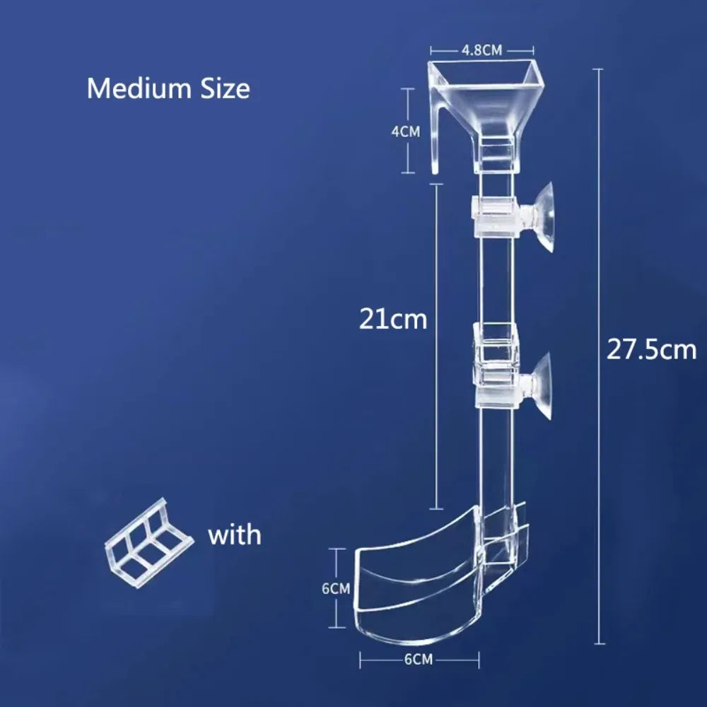 New Transparent Aquarium Fish Tank Feeder Tube Acrylic Fixed Point Fish Tank Food Dispenser with Suction Cup Durable Feeder Bowl