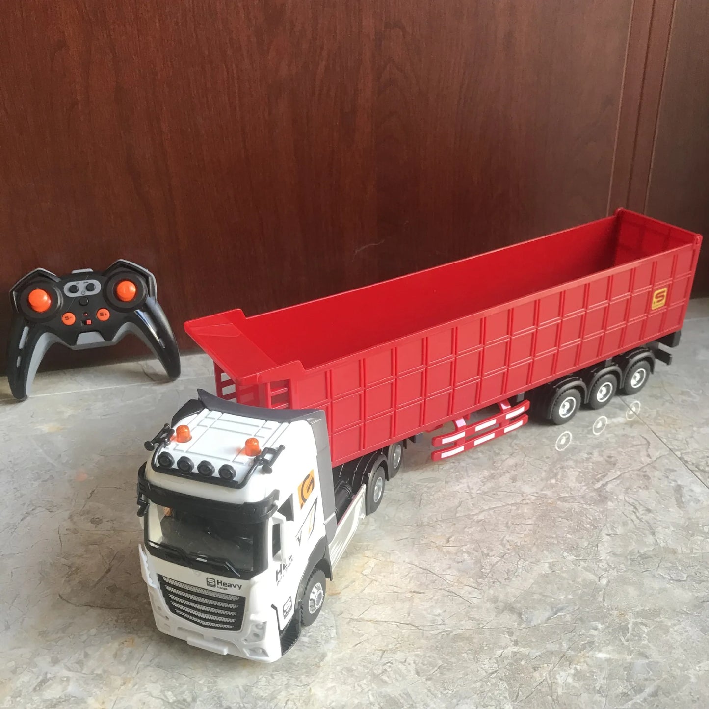 RC Car Big Remote Control Oil Tank Truck 9CH Alloy Electronic Simulation Trailer LED Music RC Container Truck Rechargeable Toy