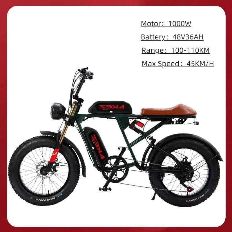 Mountain Adult Akez Electric Bicycler 1500W motor 48V 36AH Removable lithium Battery E bike 20 inch Tire Off-road Electric Bike