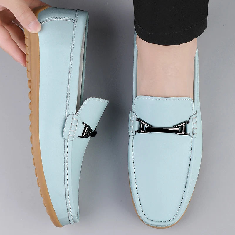 Pink Loafers Men Leather Casual Shoes Slip-Ons Italian Luxury Shoes Designers Loafer Moccasins Mocasines Hombre Mocassin Homme