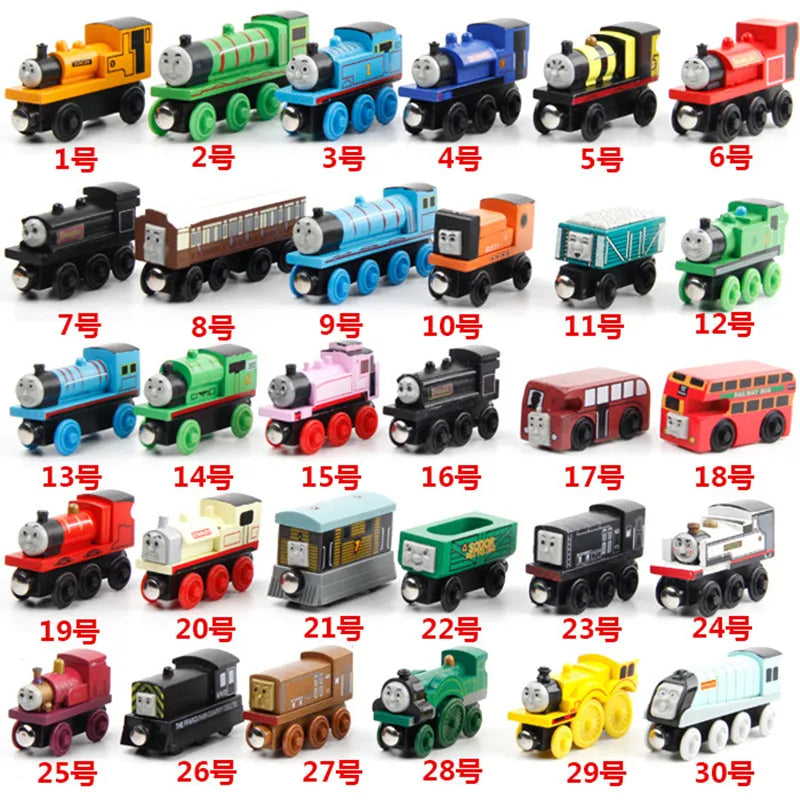 10Pcs/Set Magnetic Wooden Trains Toys Track Railway Vehicle Wood Locomotive Carriage Model For Thomaing Train Toy Gift Children