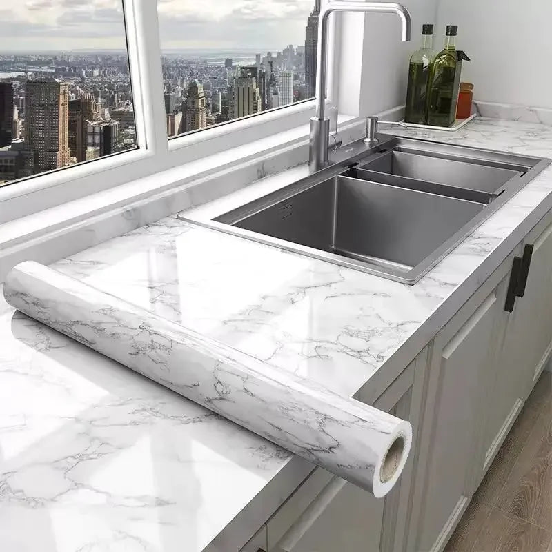 Carta da parati adesiva da parete Larghezza 80 cm Foglio impermeabile a prova di olio Adesivo per decorazioni in marmo Carta decorativa per ristrutturazione bagno cucina