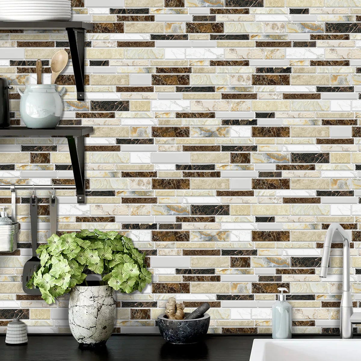 12/24/48 pezzi adesivo per piastrelle stacca e incolla adesivo autoadesivo sul backsplash per piastrelle per cucina, bagno, decorazione della camera da letto