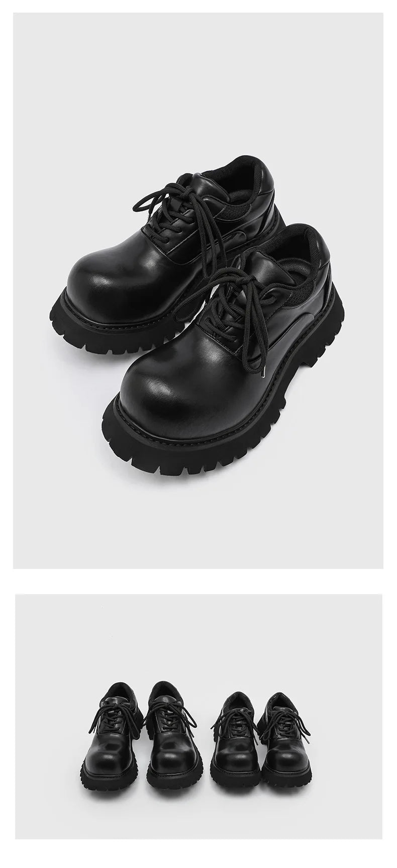 Upturned Head Platform Soles Men's and Women's Niche Couples Casual Genuine Leather Functional Wind High Street Derby Shoes