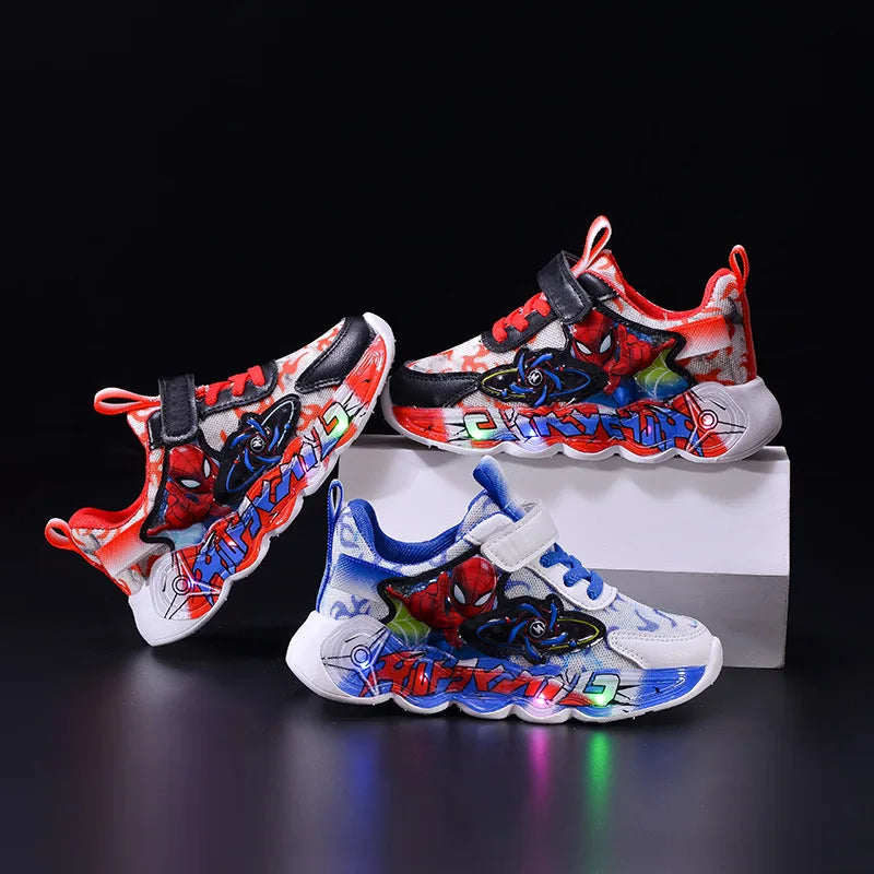 Kids'Casual Shoes Sneakers Led Light Cartoon Mesh For Boys Anti-slip Breathable Soft Bottom  Velcro Blue Red Shoes Size 21-30