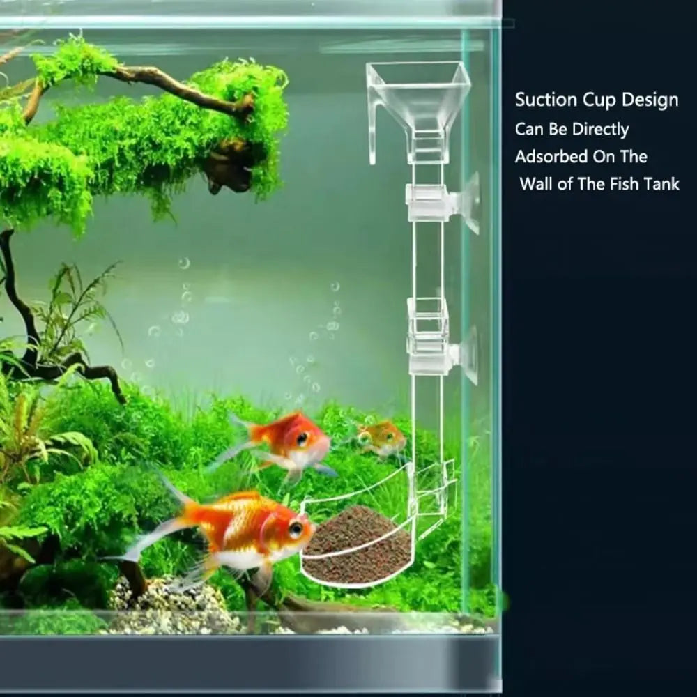 New Transparent Aquarium Fish Tank Feeder Tube Acrylic Fixed Point Fish Tank Food Dispenser with Suction Cup Durable Feeder Bowl