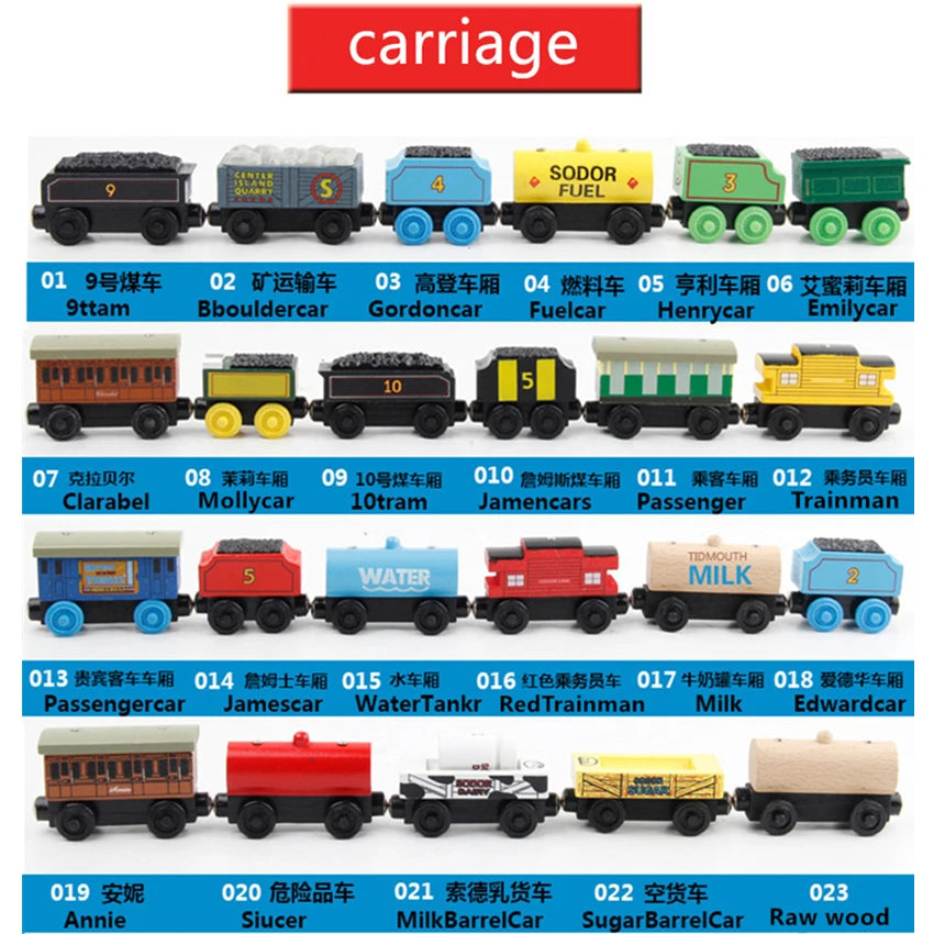 10Pcs/Set Magnetic Wooden Trains Toys Track Railway Vehicle Wood Locomotive Carriage Model For Thomaing Train Toy Gift Children