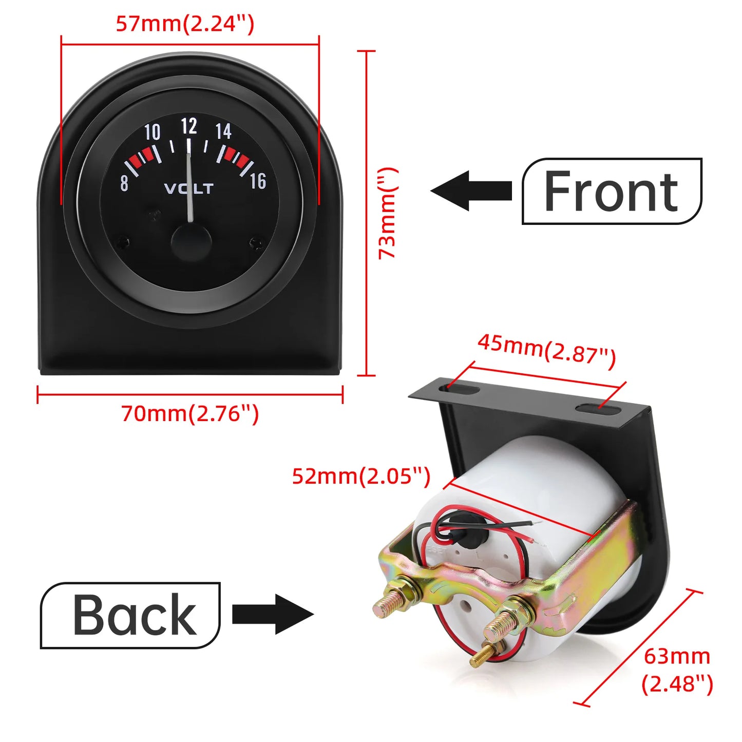 Auto Temperature Meter with Sensor 1/8 NPT 52mm LED Digital Oil /Water Temp Indicator PSI Oil Press Black Gauge Fit Gasoline Car