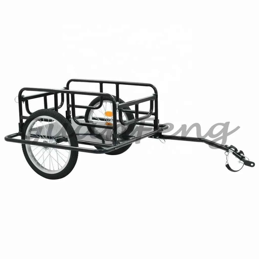 Steel folding garden trolley with wheeled rolling container shopping cart for beach trips and tool storage