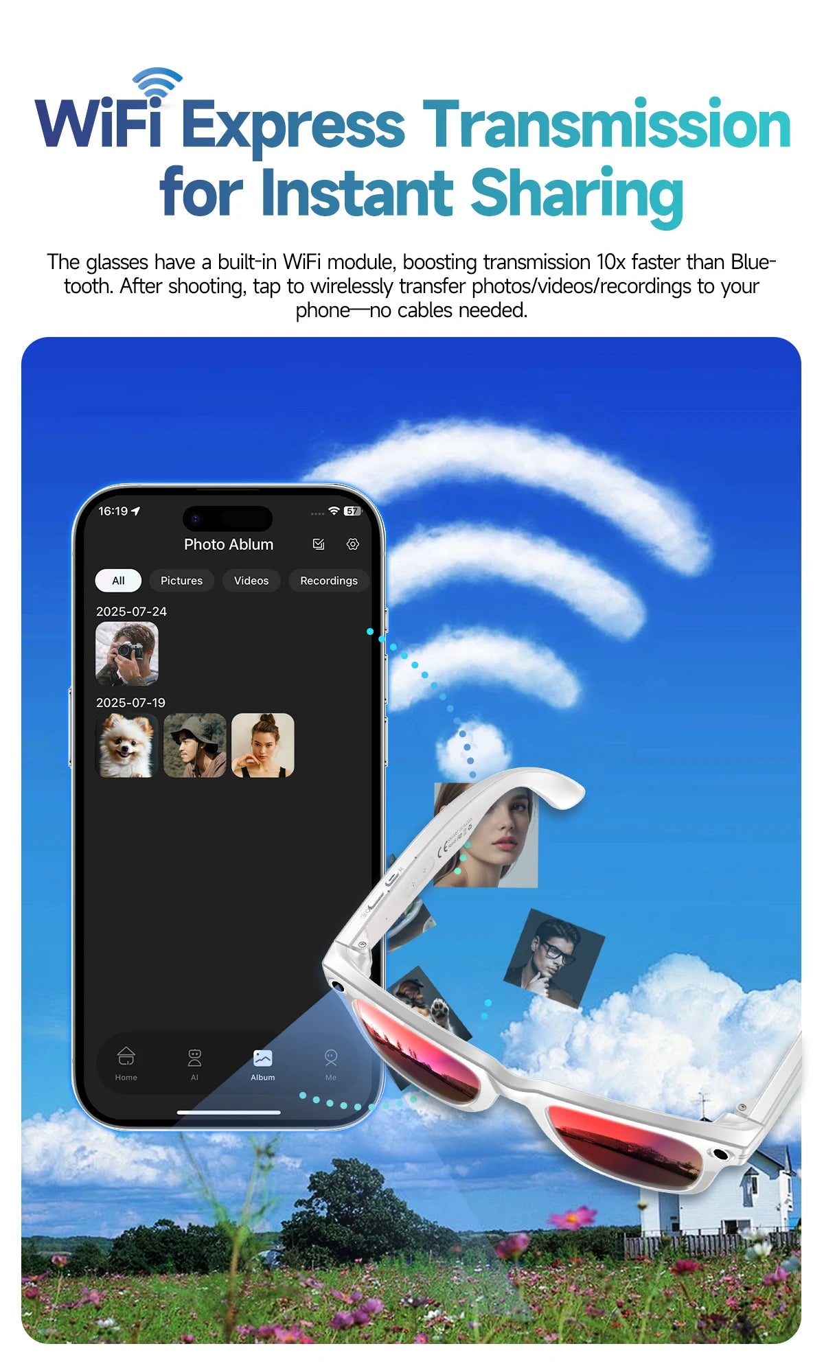 World Premiere 2026 New AI Shooting Glasses 4K HD 800W Pixels Camera Bluetooth Call Voice Assistant AI Translation Smart Glasses