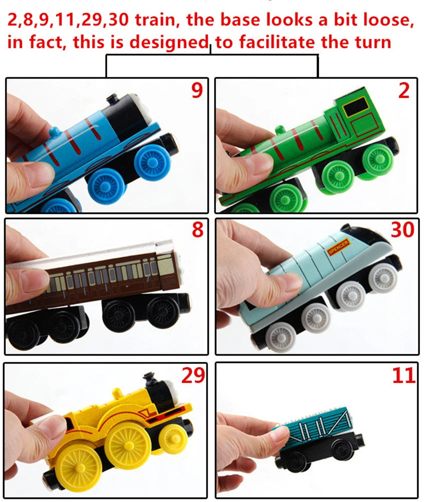 10Pcs/Set Magnetic Wooden Trains Toys Track Railway Vehicle Wood Locomotive Carriage Model For Thomaing Train Toy Gift Children