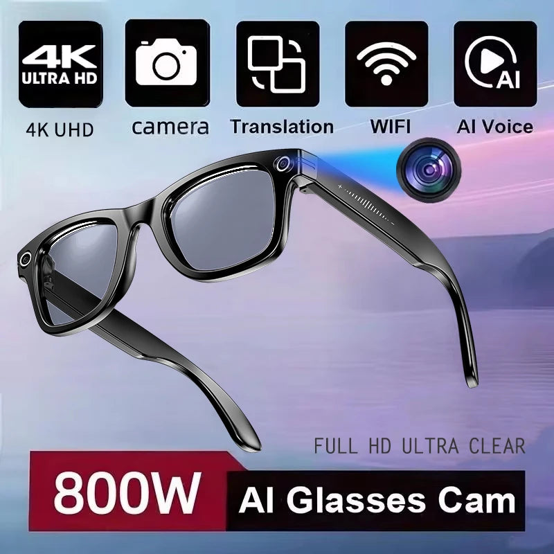 World Premiere 2026 New AI Shooting Glasses 4K HD 800W Pixels Camera Bluetooth Call Voice Assistant AI Translation Smart Glasses