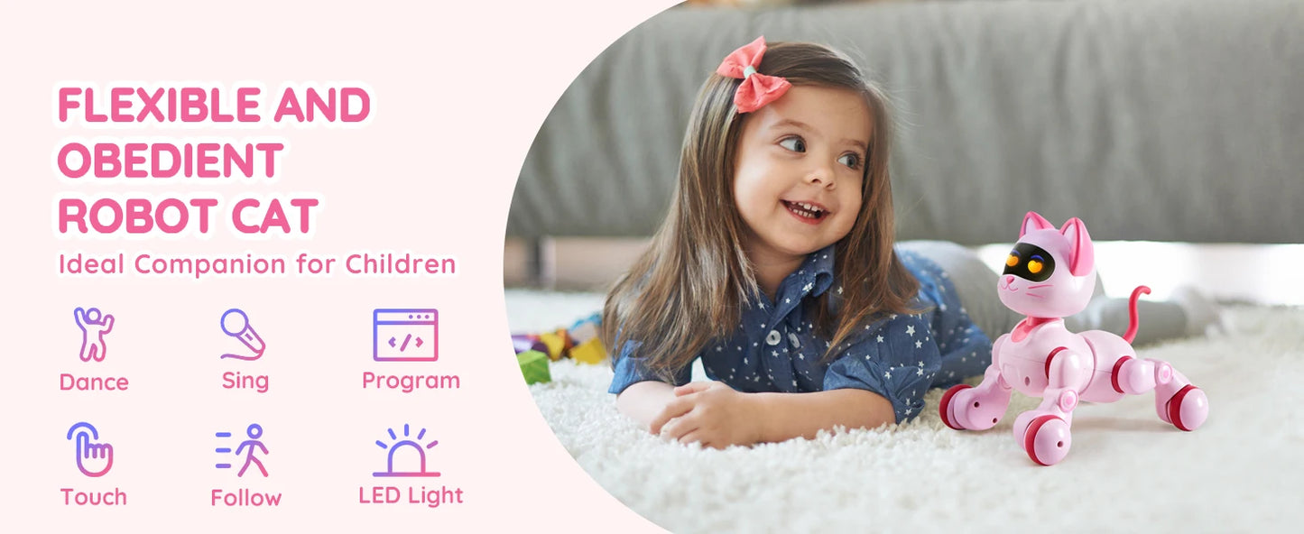 SucceBuy Intelligent Remote Control Robot Cat Electronic Stunt Voice Command Programmable Touch-sense Music Song Children's Toys