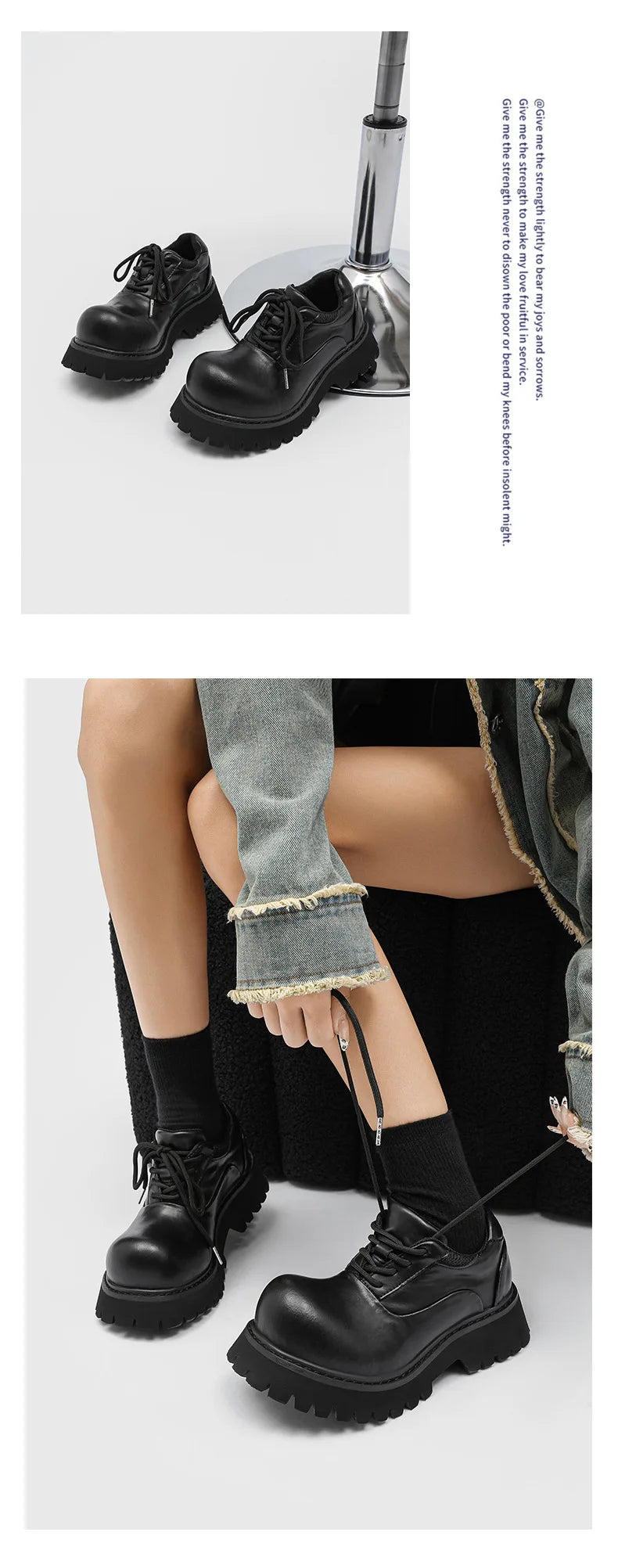 Upturned Head Platform Soles Men's and Women's Niche Couples Casual Genuine Leather Functional Wind High Street Derby Shoes