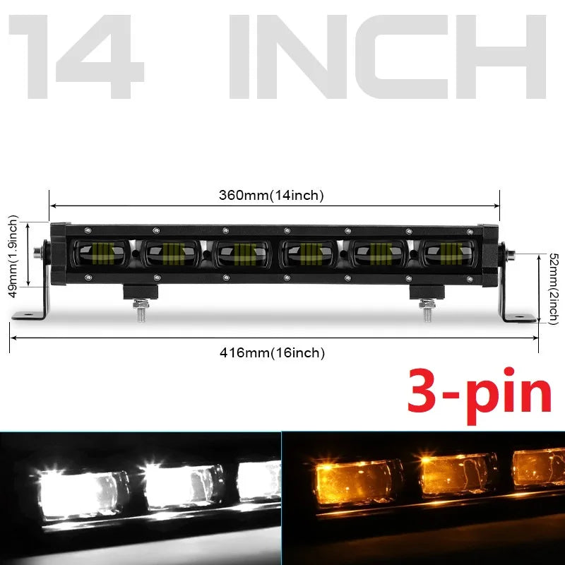RACBOX 8 14 20 inch 6D Lens Single Row Led Light Bar for Jeep Lada Offroad ATV UTV UAZ Car Driving Work Light 12V 24V Fog Lamp