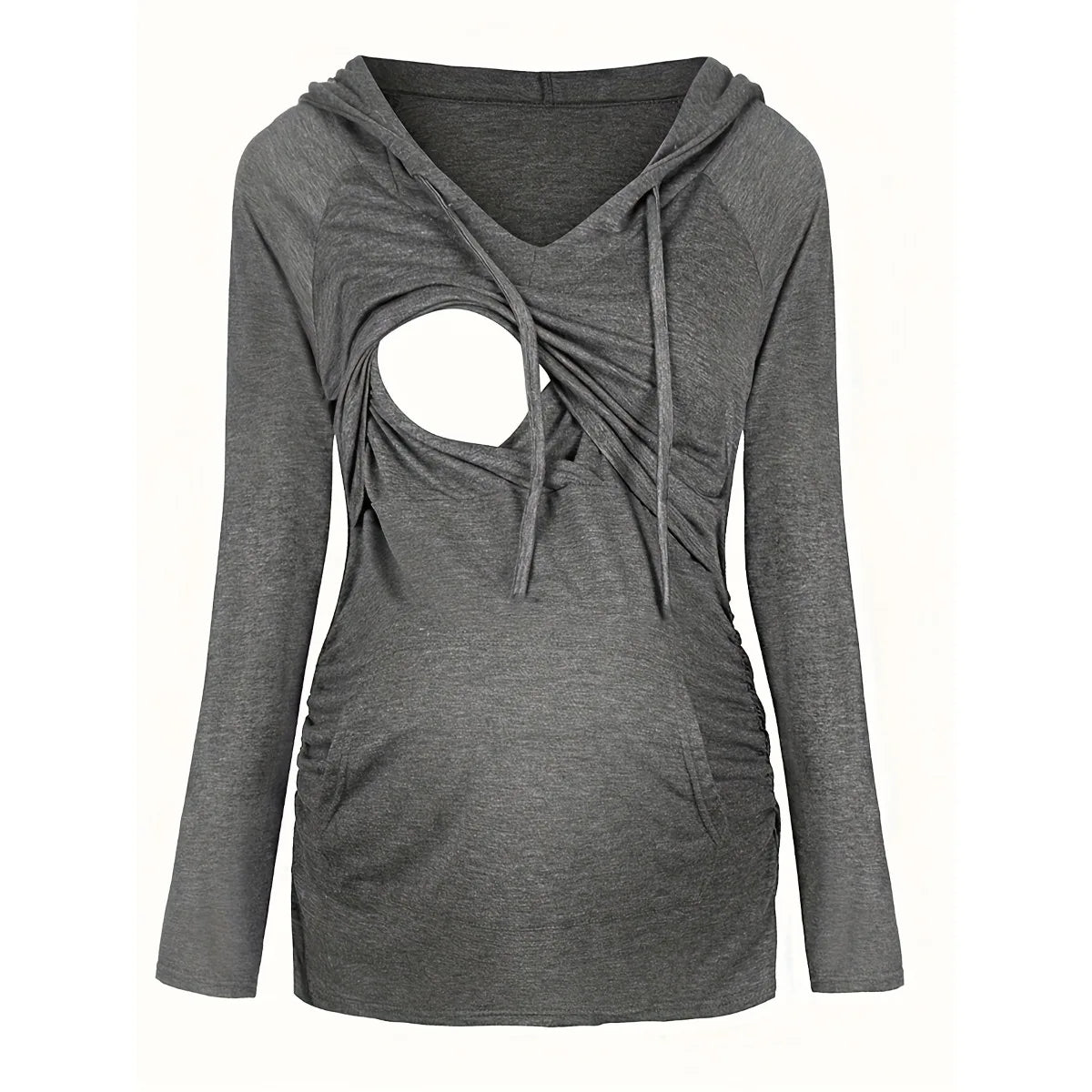 Women Maternity Hoodie Nursing Sweatshirt with Pockets Long Sleeve Comfortable Pregnancy Clothes for Breastfeeding Moms