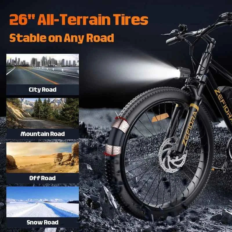 500W Adult Electric Bike 25MPH 48V15AH Mountain Electric Bicycle Outdoor Sports 26 Inch Fat Tire Motorcycle E Bike