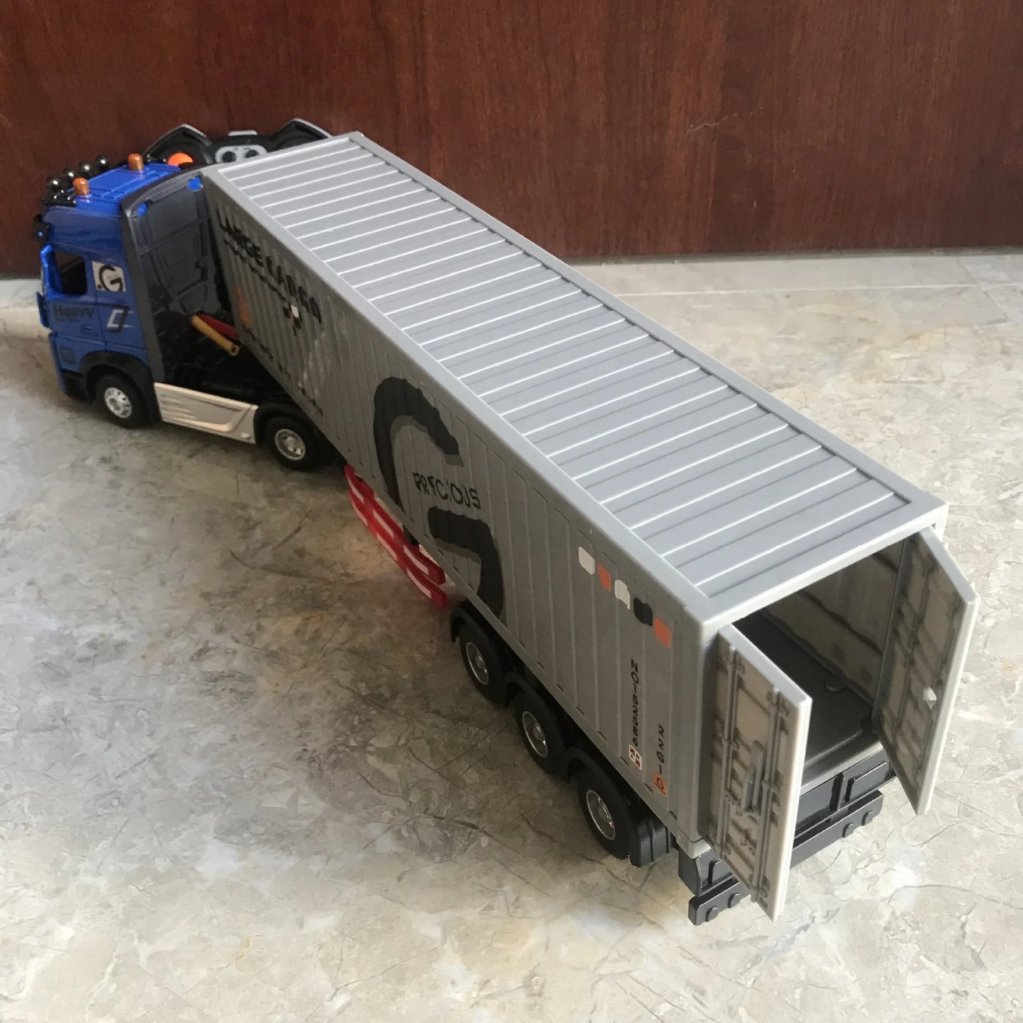 RC Car Big Remote Control Oil Tank Truck 9CH Alloy Electronic Simulation Trailer LED Music RC Container Truck Rechargeable Toy