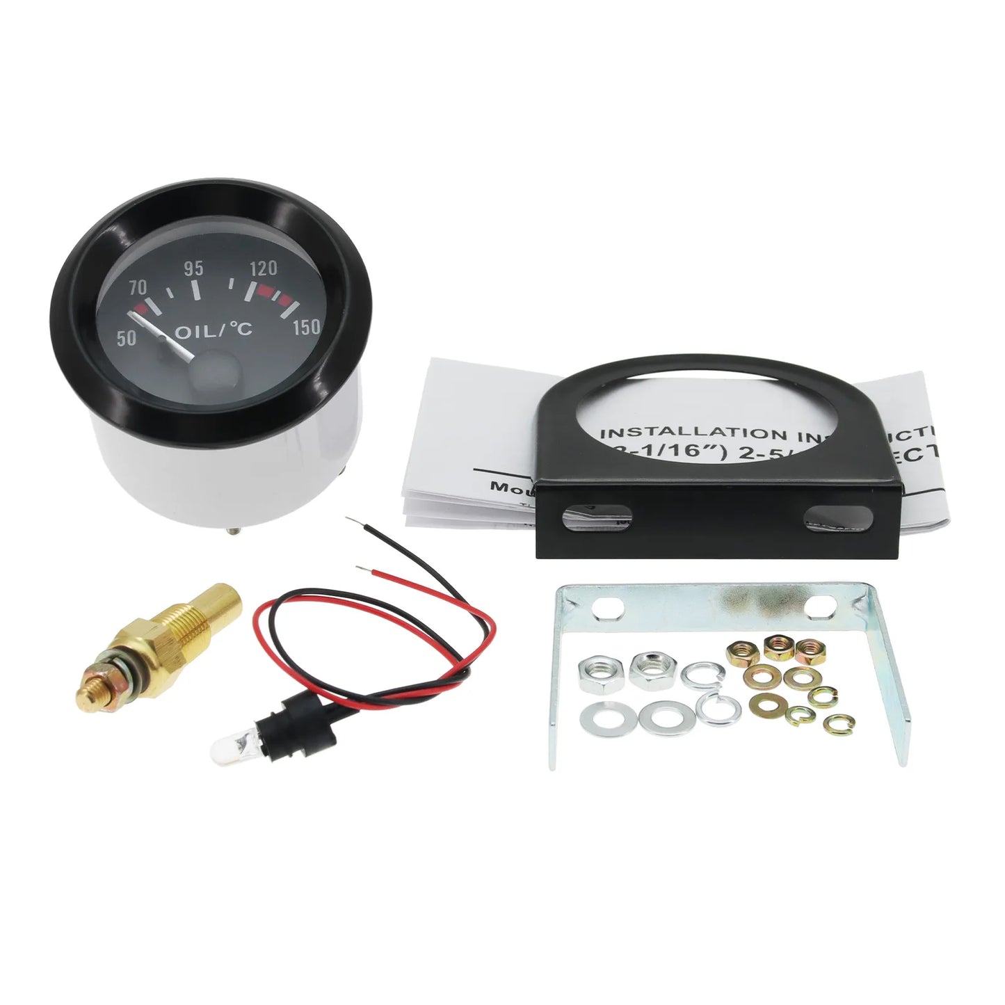 Auto Temperature Meter with Sensor 1/8 NPT 52mm LED Digital Oil /Water Temp Indicator PSI Oil Press Black Gauge Fit Gasoline Car