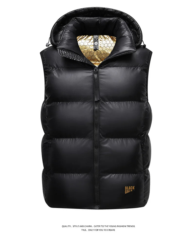 Brand Men Fashion Winter Vest Warm Coat Hooded Light Plus Size Mens Work Vests Waistcoat New Spring Autumn Sleeveless Jacket