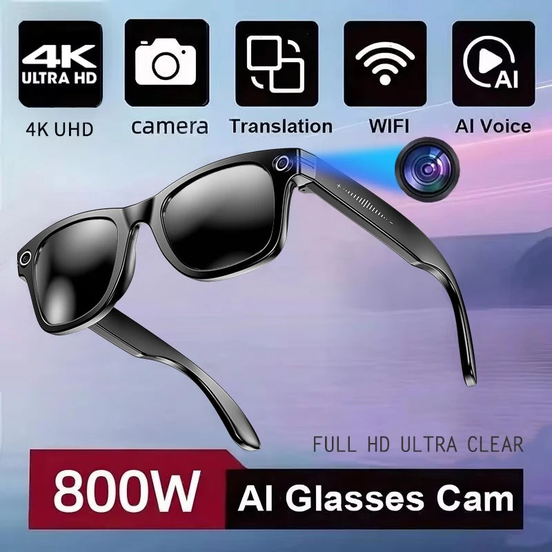 World Premiere 2026 New AI Shooting Glasses 4K HD 800W Pixels Camera Bluetooth Call Voice Assistant AI Translation Smart Glasses