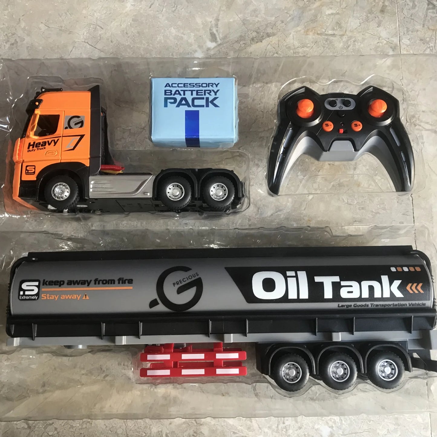 RC Car Big Remote Control Oil Tank Truck 9CH Alloy Electronic Simulation Trailer LED Music RC Container Truck Rechargeable Toy
