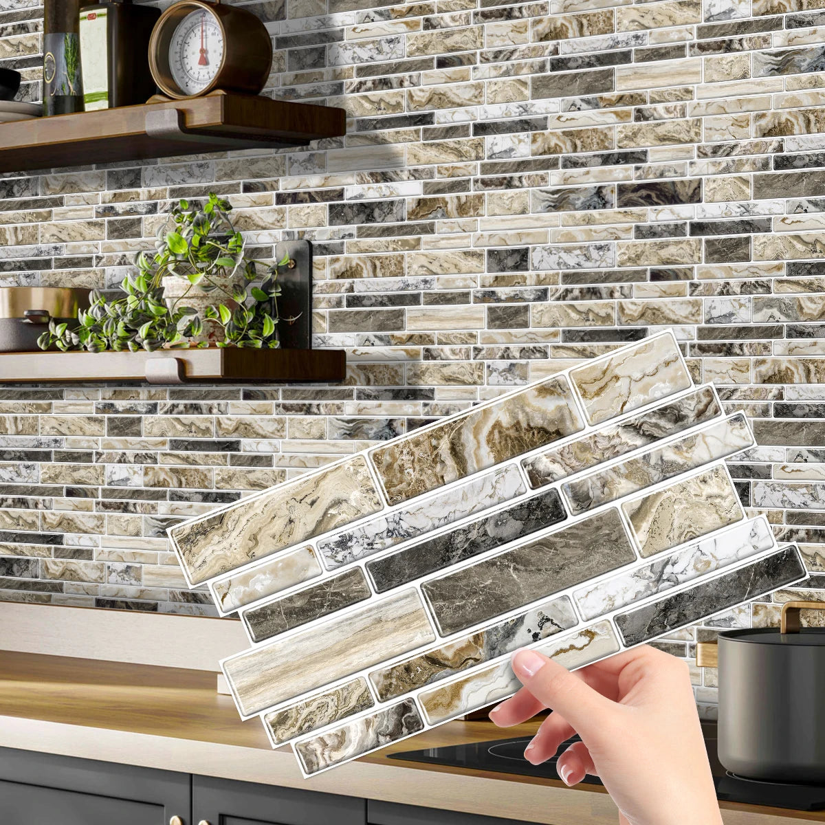 12/24/48 pezzi adesivo per piastrelle stacca e incolla adesivo autoadesivo sul backsplash per piastrelle per cucina, bagno, decorazione della camera da letto