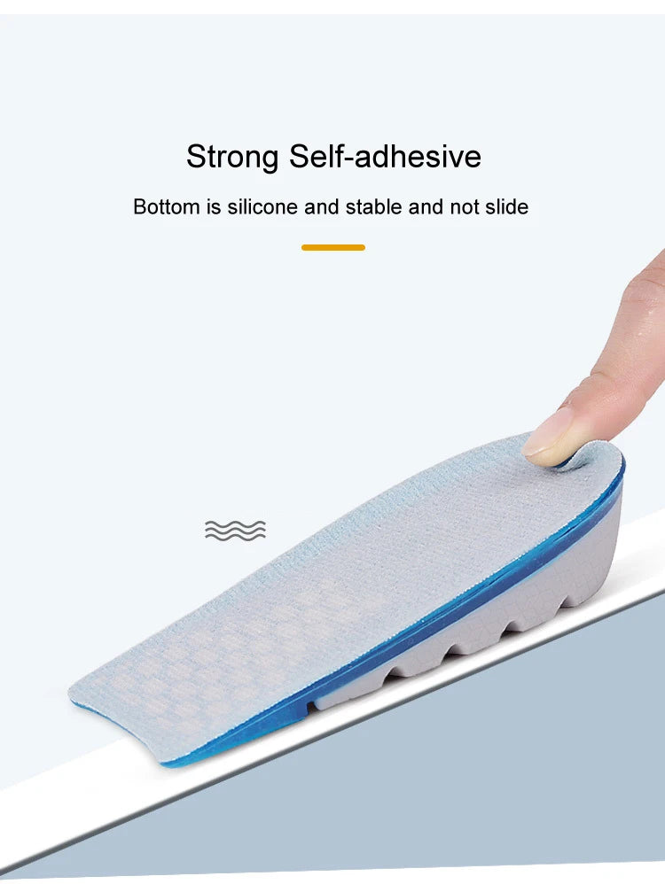 High Quality TPE Heightened Insole Height Increase Half Shoes Pad Men Women Silicone Gel Invisible Growing Heel 1-3cm Lift Soles