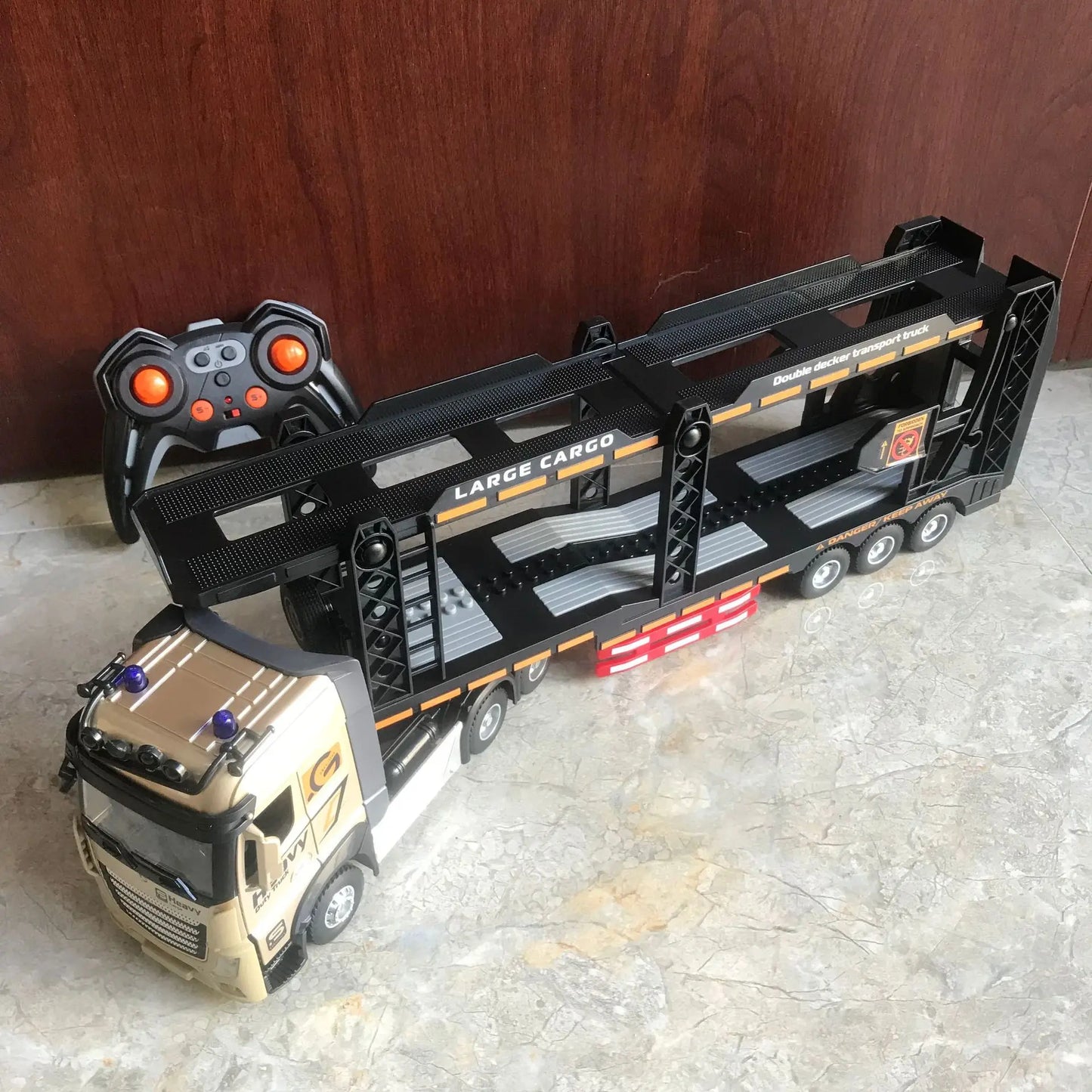 RC Car Big Remote Control Oil Tank Truck 9CH Alloy Electronic Simulation Trailer LED Music RC Container Truck Rechargeable Toy