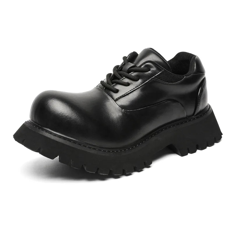 Upturned Head Platform Soles Men's and Women's Niche Couples Casual Genuine Leather Functional Wind High Street Derby Shoes