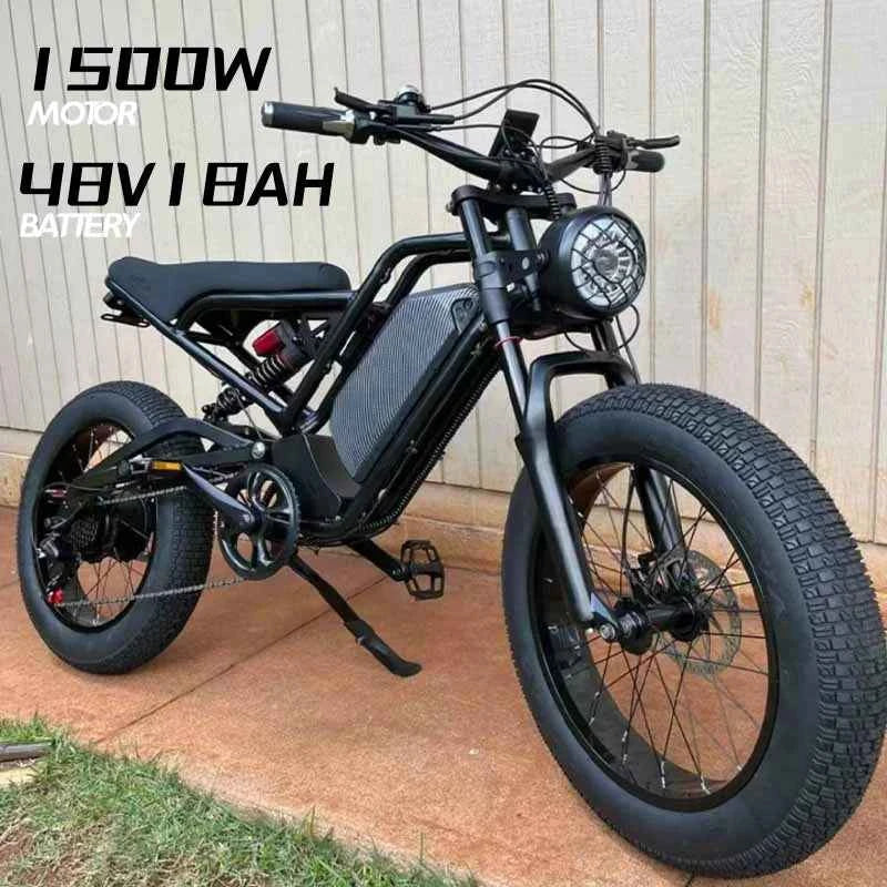 Electric Bicycle AKEZ Dual shock absorption 1500W motor 48V18AH battery Electric Bike 20 inch tire fat mountain off-road E-Bike