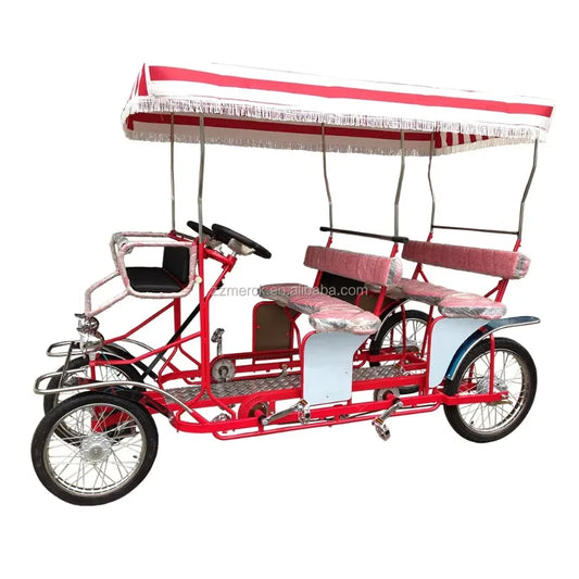 Spare Parts Beach Cruiser Pedal Quadricycle for Sale, Sightseeing 4 Person Surrey Tandem Bike