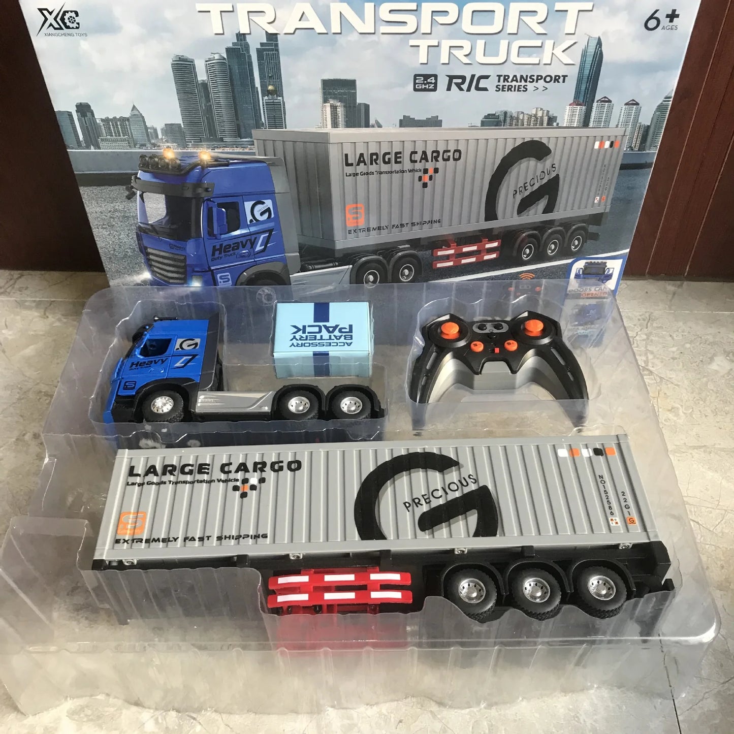 RC Car Big Remote Control Oil Tank Truck 9CH Alloy Electronic Simulation Trailer LED Music RC Container Truck Rechargeable Toy