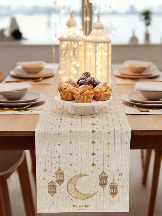 Tovaglia Ramadan con Lanterne e Luna – Decorazione Tavola Festiva