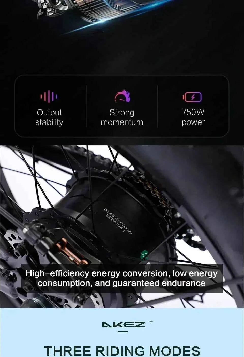 Mountain Adult Akez Electric Bicycler 1500W motor 48V 36AH Removable lithium Battery E bike 20 inch Tire Off-road Electric Bike