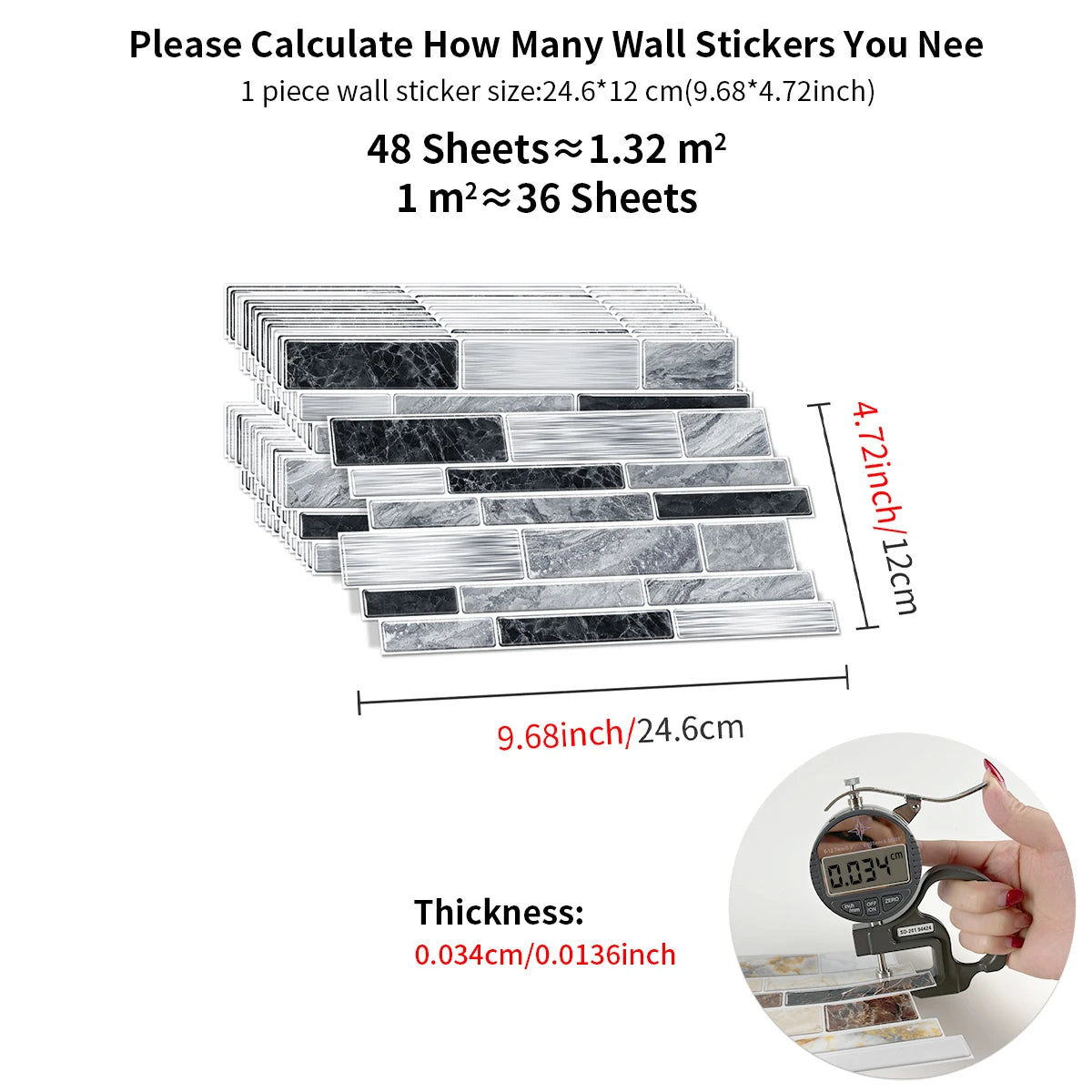 12/24/48 pezzi adesivo per piastrelle stacca e incolla adesivo autoadesivo sul backsplash per piastrelle per cucina, bagno, decorazione della camera da letto