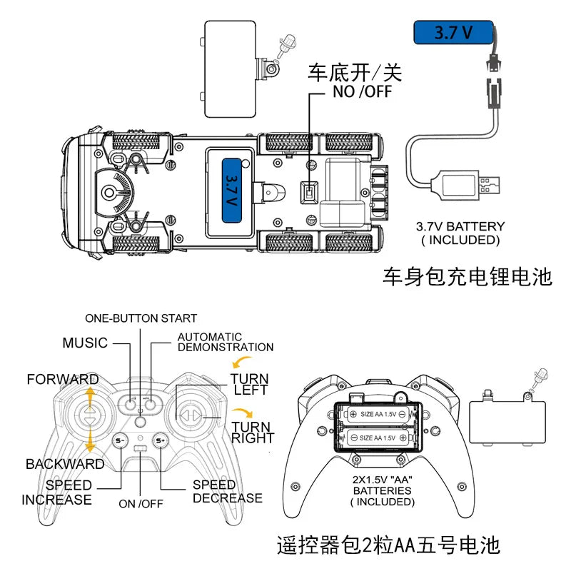 RC Car Big Remote Control Oil Tank Truck 9CH Alloy Electronic Simulation Trailer LED Music RC Container Truck Rechargeable Toy