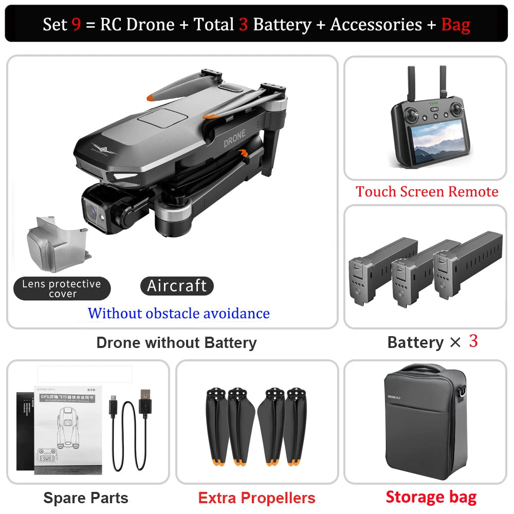 KF104 MAX 2 Drone 4K Camera 3-Axis Gimbal WIFI Obstacle Avoidance Touch Screen FPV Brushless  EIS Electronic RC Quadcopter Toys