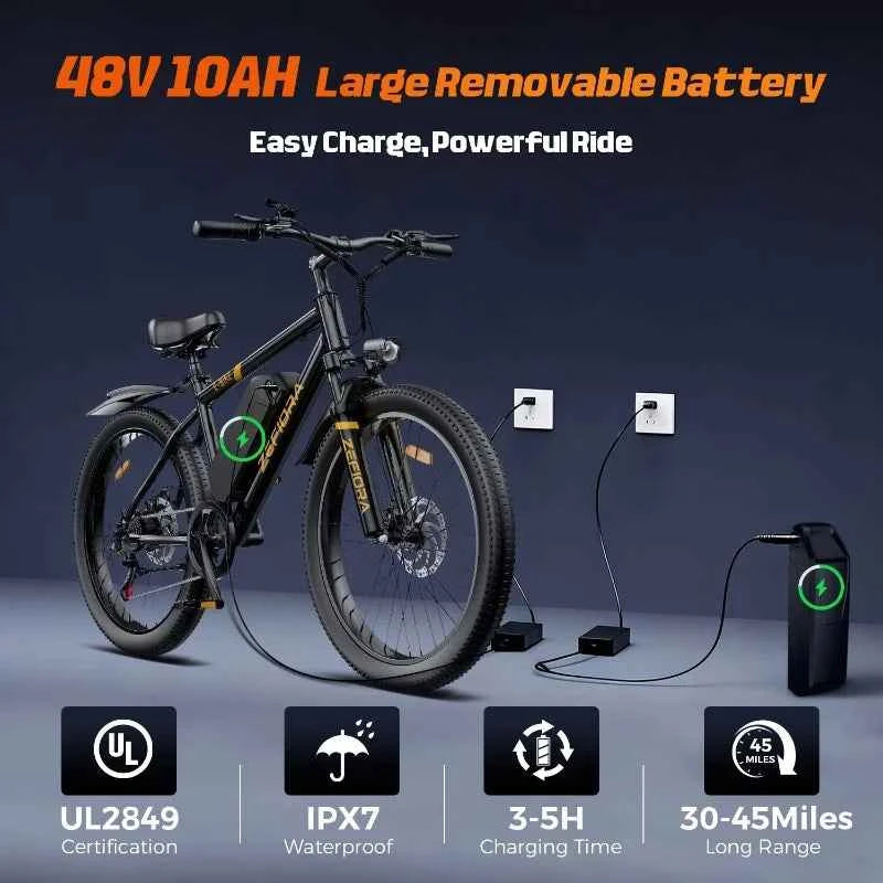 500W Adult Electric Bike 25MPH 48V15AH Mountain Electric Bicycle Outdoor Sports 26 Inch Fat Tire Motorcycle E Bike