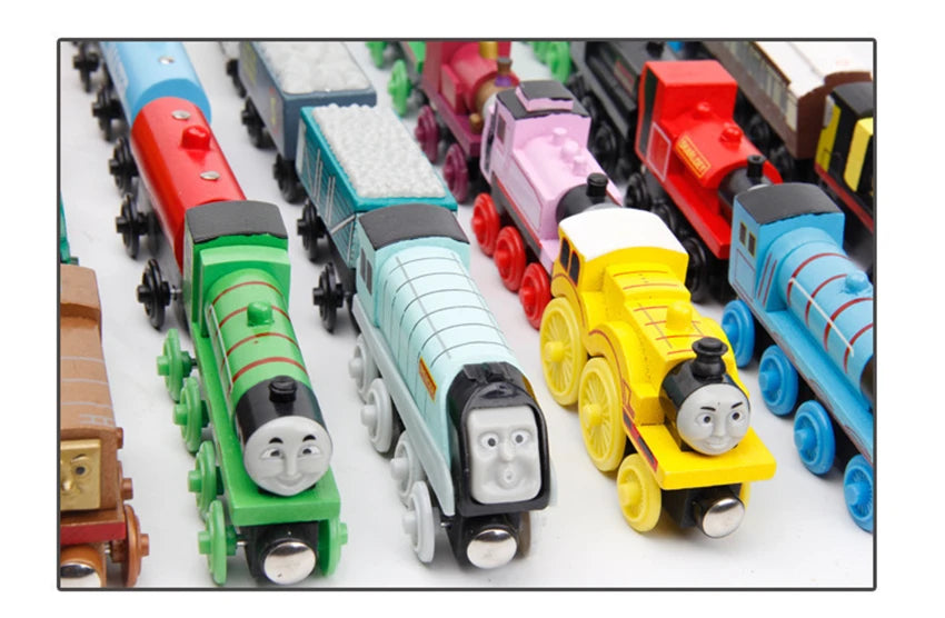 10Pcs/Set Magnetic Wooden Trains Toys Track Railway Vehicle Wood Locomotive Carriage Model For Thomaing Train Toy Gift Children