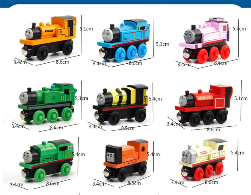 10Pcs/Set Magnetic Wooden Trains Toys Track Railway Vehicle Wood Locomotive Carriage Model For Thomaing Train Toy Gift Children