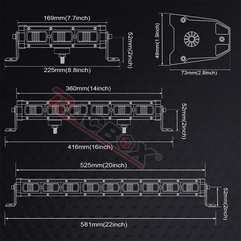 RACBOX 8 14 20 inch 6D Lens Single Row Led Light Bar for Jeep Lada Offroad ATV UTV UAZ Car Driving Work Light 12V 24V Fog Lamp
